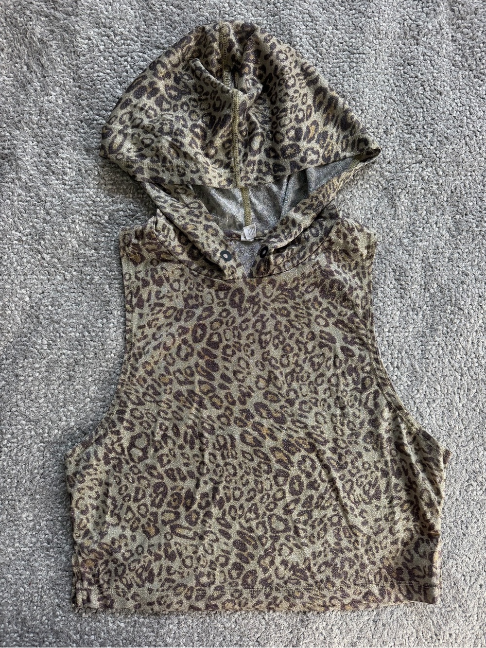 Zyia Active Leopard Print Crop Hooded Mesh Tank